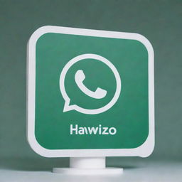 A green and white Whatsapp logo on a stand prominently featuring the name 'Shawaiz' in bold, stylish letters.