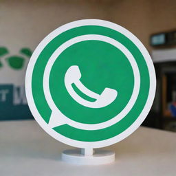 A green and white Whatsapp logo on a stand prominently featuring the name 'Shawaiz' in bold, stylish letters.