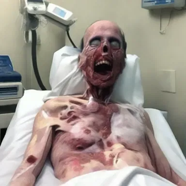 The patient's condition was so severe that it seemed like a scene from a horror movie.