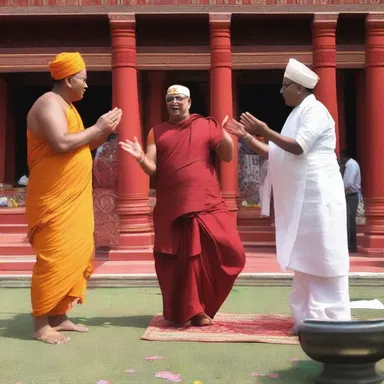 During the festival, the devotees participated in a playful skit that had everyone in the temple laughing uproariously.