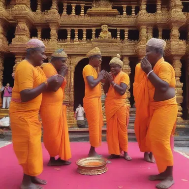 During the festival, the devotees participated in a playful skit that had everyone in the temple laughing uproariously.