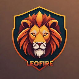 Create a vibrant and energetic logo for a 'Free Fire' guild named 'Leon Divas'. It should have a fierce lion as the central symbol, complemented by fiery elements and gaming elements.