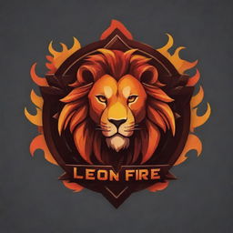 Create a vibrant and energetic logo for a 'Free Fire' guild named 'Leon Divas'. It should have a fierce lion as the central symbol, complemented by fiery elements and gaming elements.