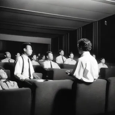 The movie theater employee regulated the volume of sound coming from the speakers during the film.
