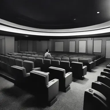 The movie theater employee regulated the volume of sound coming from the speakers during the film.