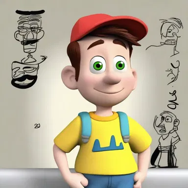 The animator used a digital tool to flaw the cartoon character's design, giving it a charming and quirky look.