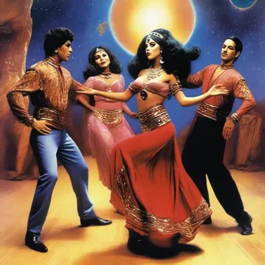 In the distant future, gypsy dancing has evolved into a mesmerizing form of intergalactic entertainment.