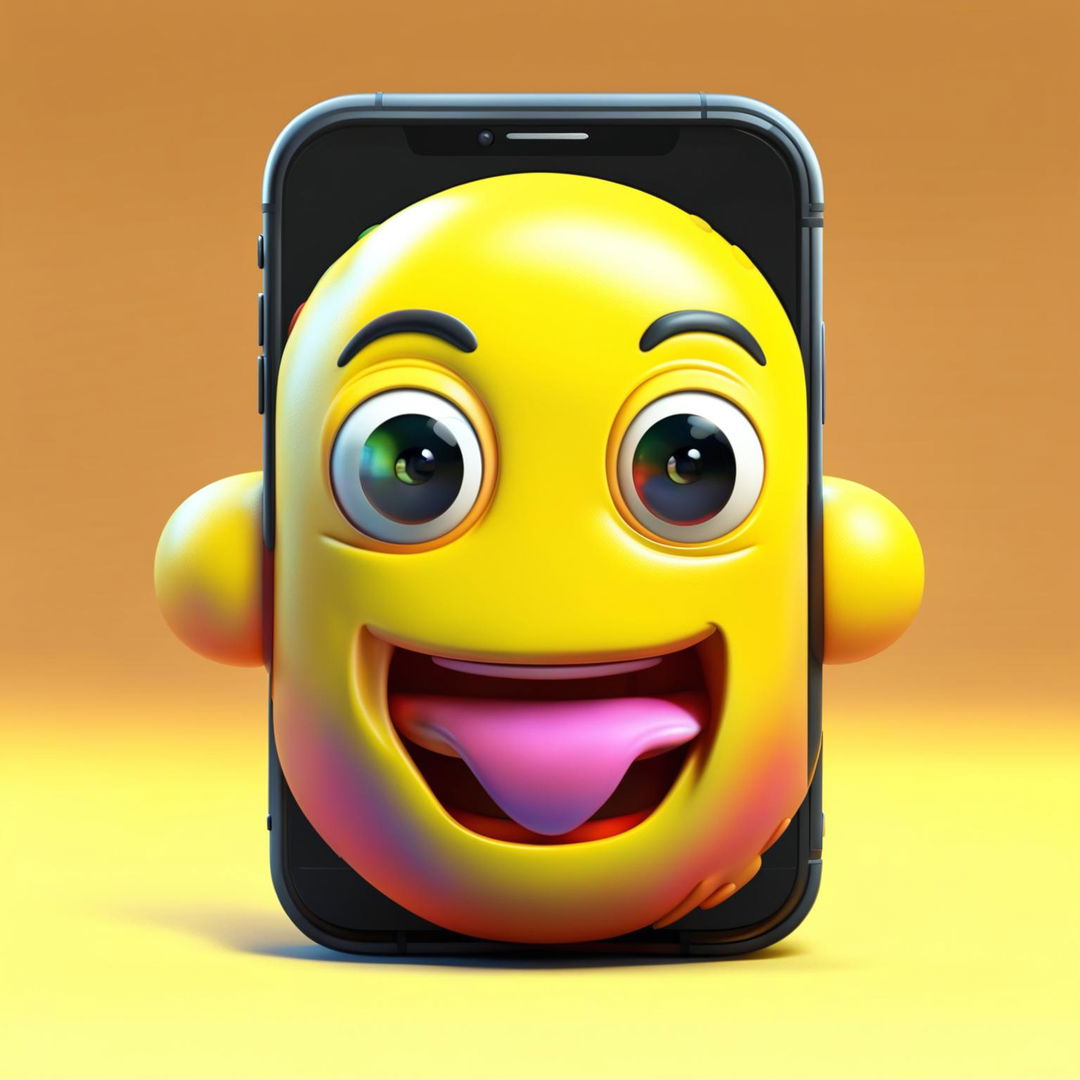 A high-quality digital art piece of an iPhone emoji