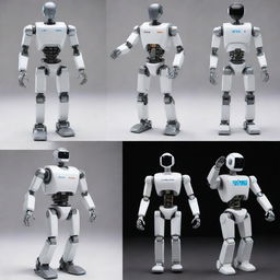 Five of the most advanced robots in the world each displaying their corresponding names. Include robots like Asimo, Boston Dynamics' Spot, HRP-5P, Atlas, and Sophia