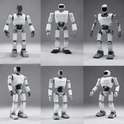 Five of the most advanced robots in the world each displaying their corresponding names. Include robots like Asimo, Boston Dynamics' Spot, HRP-5P, Atlas, and Sophia