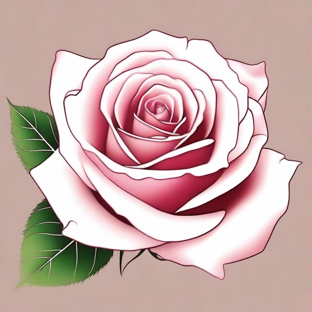 Un dibujo digital de alta calidad que representa una rosa