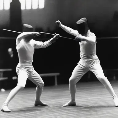 During the Olympic Games in 1896, athletes competed in fencing using traditional fencing swords.