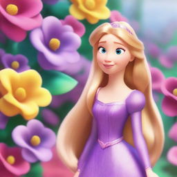 Una interpretación animada y vibrante de la flor de Rapunzel