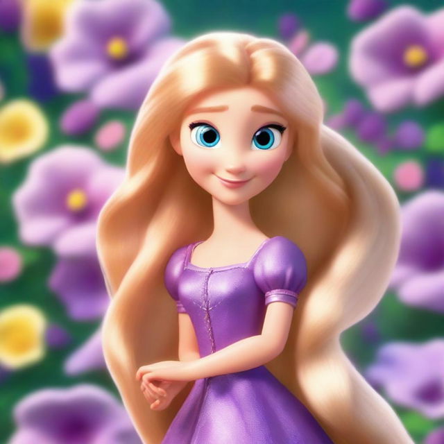 Una interpretación animada y vibrante de la flor de Rapunzel