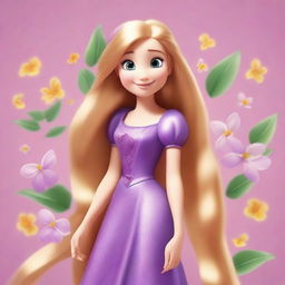 Una interpretación animada y vibrante de la flor de Rapunzel