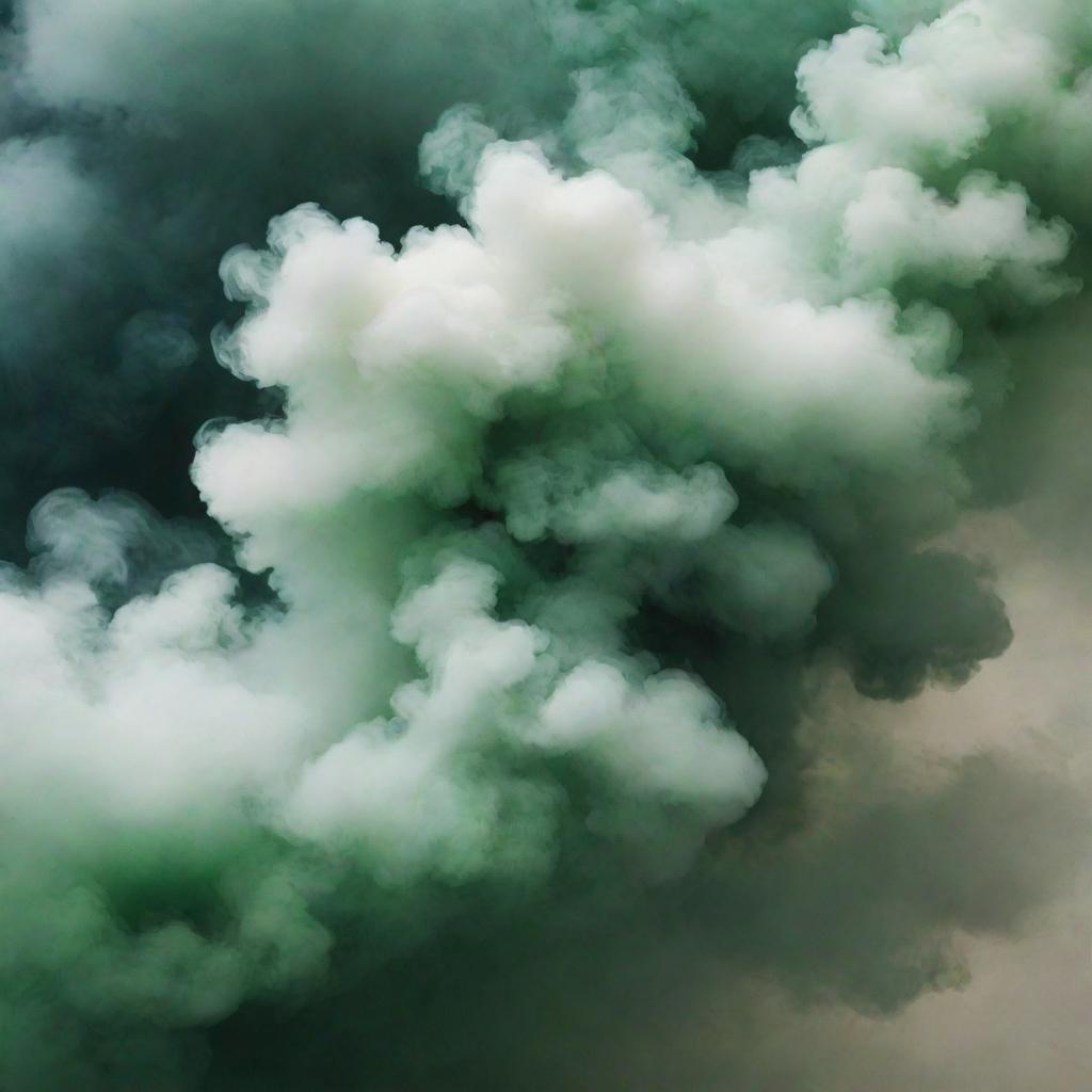 A cover photo featuring billowing green smoke, creating an ethereal and mesmerizing atmosphere.