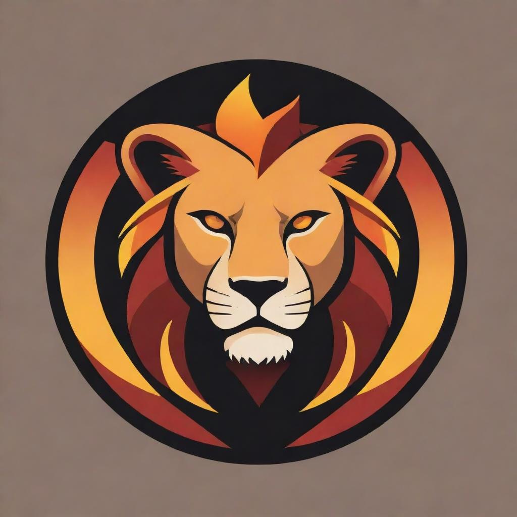 Design a logo for a 'Lioness Guild' in the Free Fire game, focused on a group of women attackers. Include a fierce lioness, stylized fire elements, gaming iconography, and feminine touches. Colors should be bold, striking, and invoke a sense of female empowerment.