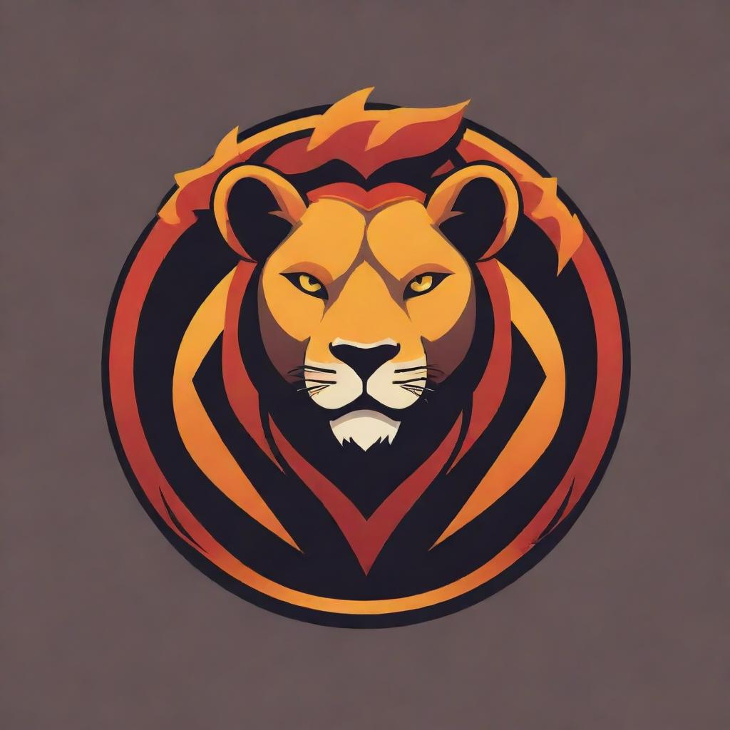 Design a logo for a 'Lioness Guild' in the Free Fire game, focused on a group of women attackers. Include a fierce lioness, stylized fire elements, gaming iconography, and feminine touches. Colors should be bold, striking, and invoke a sense of female empowerment.