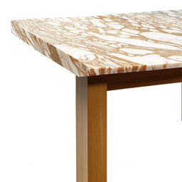 Elegant square dining table, wooden structure with a marble tabletop, dimensions 60x60 cm, height 75 cm.