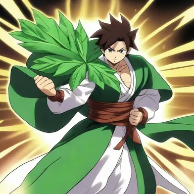 In the epic anime series, the skilled warrior wielded a mystical talipot leaf fan, using its incredible powers to defeat his enemies with a single sweep.