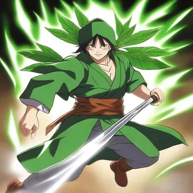 In the epic anime series, the skilled warrior wielded a mystical talipot leaf fan, using its incredible powers to defeat his enemies with a single sweep.