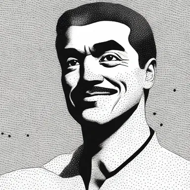 The artist used a pointillist technique to create a comics-inspired illustration.