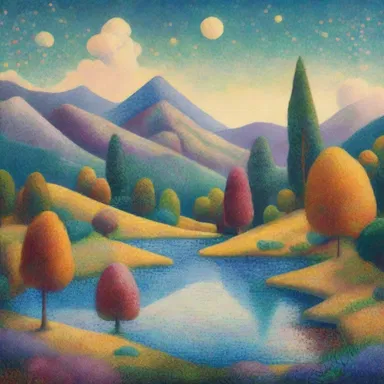 The pointillist landscape painting transported the viewer to a mystical and fantastical world.