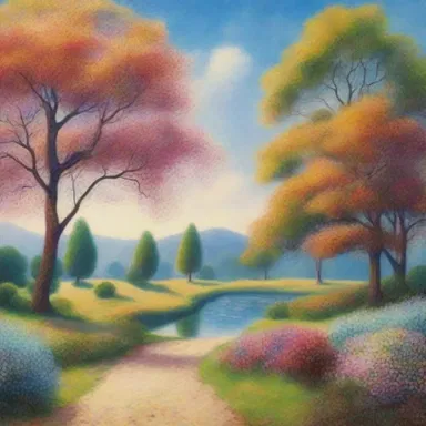 The pointillist painter's romantic interpretation of a serene landscape captured the viewers' hearts.