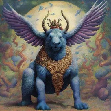 The pointillist artwork depicted mythical creatures and gods from ancient mythology, enchanting viewers with its intricate details.