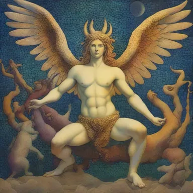 The pointillist artwork depicted mythical creatures and gods from ancient mythology, enchanting viewers with its intricate details.