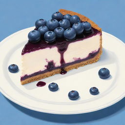 An easy, sketch-like illustration of a delicious blueberry cheesecake.