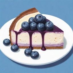 An easy, sketch-like illustration of a delicious blueberry cheesecake.