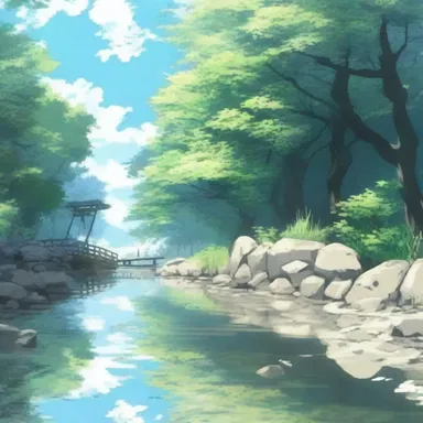 The pebbly riverbank was depicted beautifully in the anime, creating a serene and tranquil atmosphere.