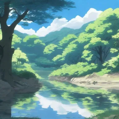 The pebbly riverbank was depicted beautifully in the anime, creating a serene and tranquil atmosphere.