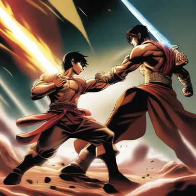 In the climactic battle, the protagonist's resolve was showcased as they fought decisively against the powerful enemy.