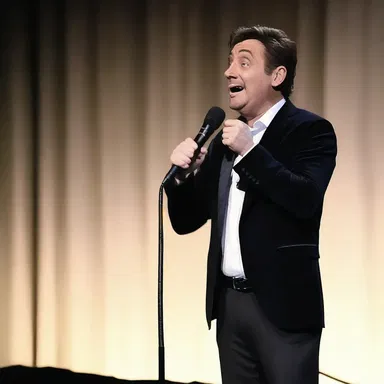 The comedian delivered his punchline decisively, causing the audience to erupt in laughter.