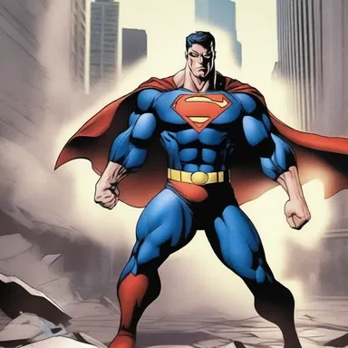 The superhero decisively defeated the villain, saving the city from destruction with his firm and determined actions.