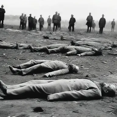 During the Battle of Gettysburg, the bodies of fallen soldiers strewed the battlefield, covering it in a heartbreaking display of sacrifice.