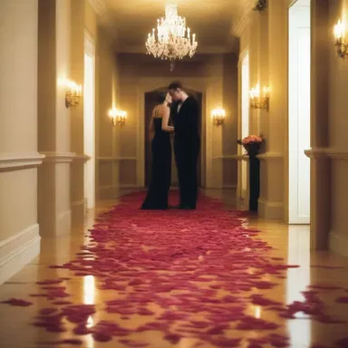 To surprise his partner, he strewed rose petals along the hallway leading to a candlelit dinner, creating a romantic atmosphere.