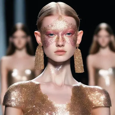The designer strewed glitter on the runway, creating a mesmerizing effect as the models walked.