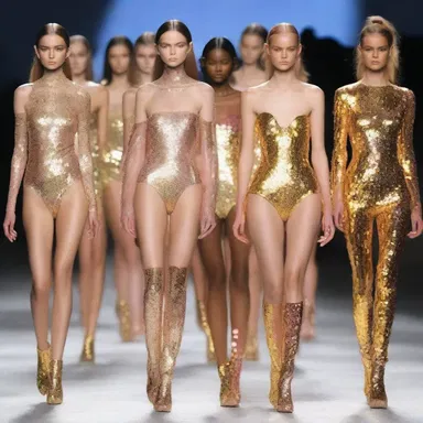 The designer strewed glitter on the runway, creating a mesmerizing effect as the models walked.