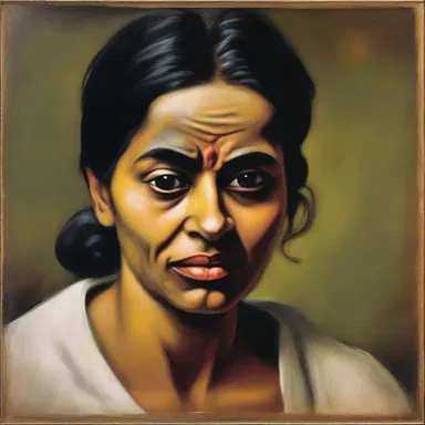 The painting depicted a woman with a troubled expression, conveying her guilt pangs.