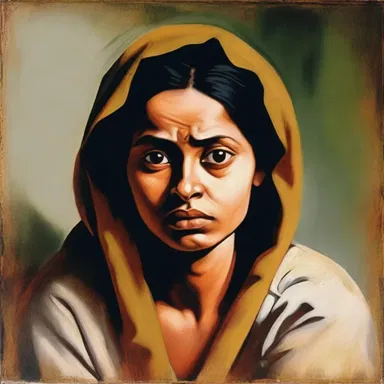 The painting depicted a woman with a troubled expression, conveying her guilt pangs.