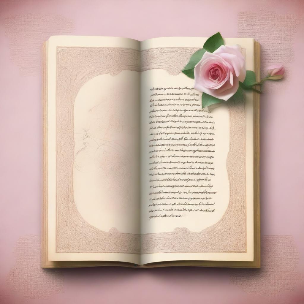 A digital art image of a beautifully bound book opened to a page of a love poem