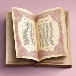 A digital art image of a beautifully bound book opened to a page of a love poem