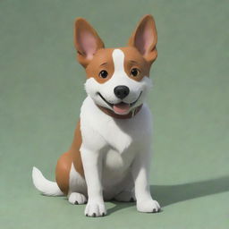 A dog characterized in the charming and whimsical style of Studio Ghibli animation, brimming with life and personality.