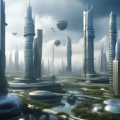 In the sci-fi movie, the futuristic cityscape portrayed an advanced environmental condition with advanced technology and sustainable resources.