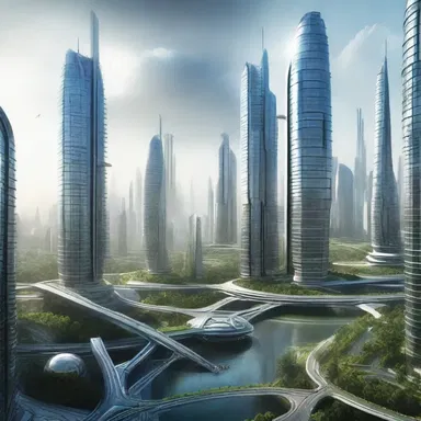 In the sci-fi movie, the futuristic cityscape portrayed an advanced environmental condition with advanced technology and sustainable resources.