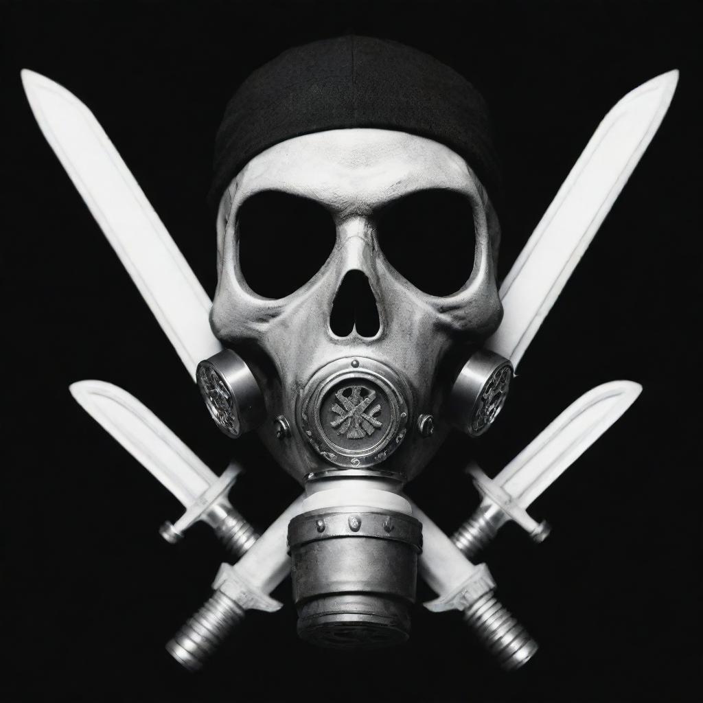 A skull adorned with a gas mask, overlaid with crossed swords. The phrase 'Ebt gaming' is emblazoned in bold white letters against a black background.