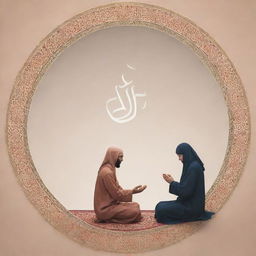 Illustration of unconditional love towards Allah SWT, showcasing elements like prayer, kindness, and devotion in a peaceful, spiritual setting.